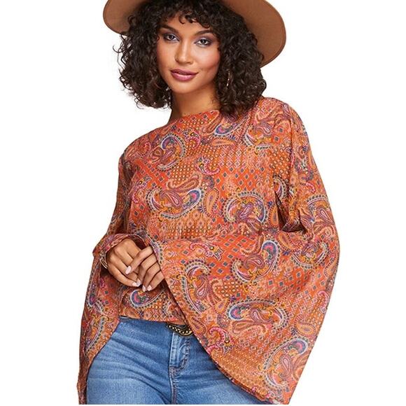 JESSICA SIMPSOM Monique Top Size 3X Kimono Sleeve Boho Top - Picture 2 of 10